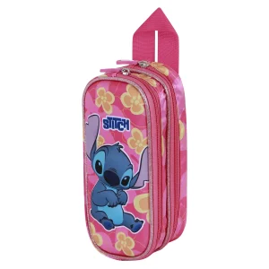 Disney Lilo y Stitch Cute-Estuche Portatodo 3D Doble, Rosa