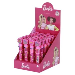 Barbie Mix-Expositor 24 Unidades Bolígrafo 10 Colores, Rosa