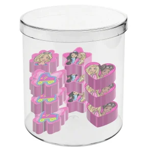 Barbie Mix-Cubo con 12 Gomas de Borrar, Rosa