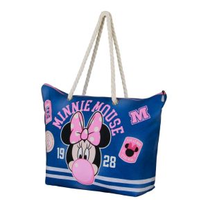 Disney Minnie Mouse Varsity-Bolsa de Playa Soleil, Azul