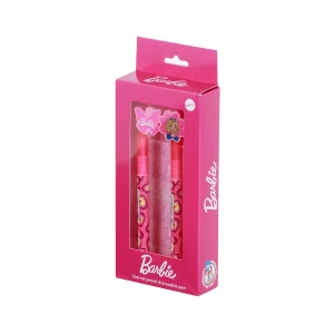 Barbie Mix-Pack de Lápiz Eternal + Bolígrafo de Gel Borrable, Rosa