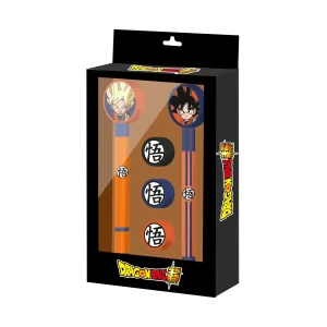 Dragon Ball (Bola de Dragón) Ultra Instinct-Pack de Bolígrafo de Gel Borrable + Lápiz Eternal + 3 Gomas, Negro