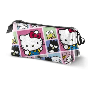 Hello Kitty Panels-Estuche Portatodo Triple, Multicolor
