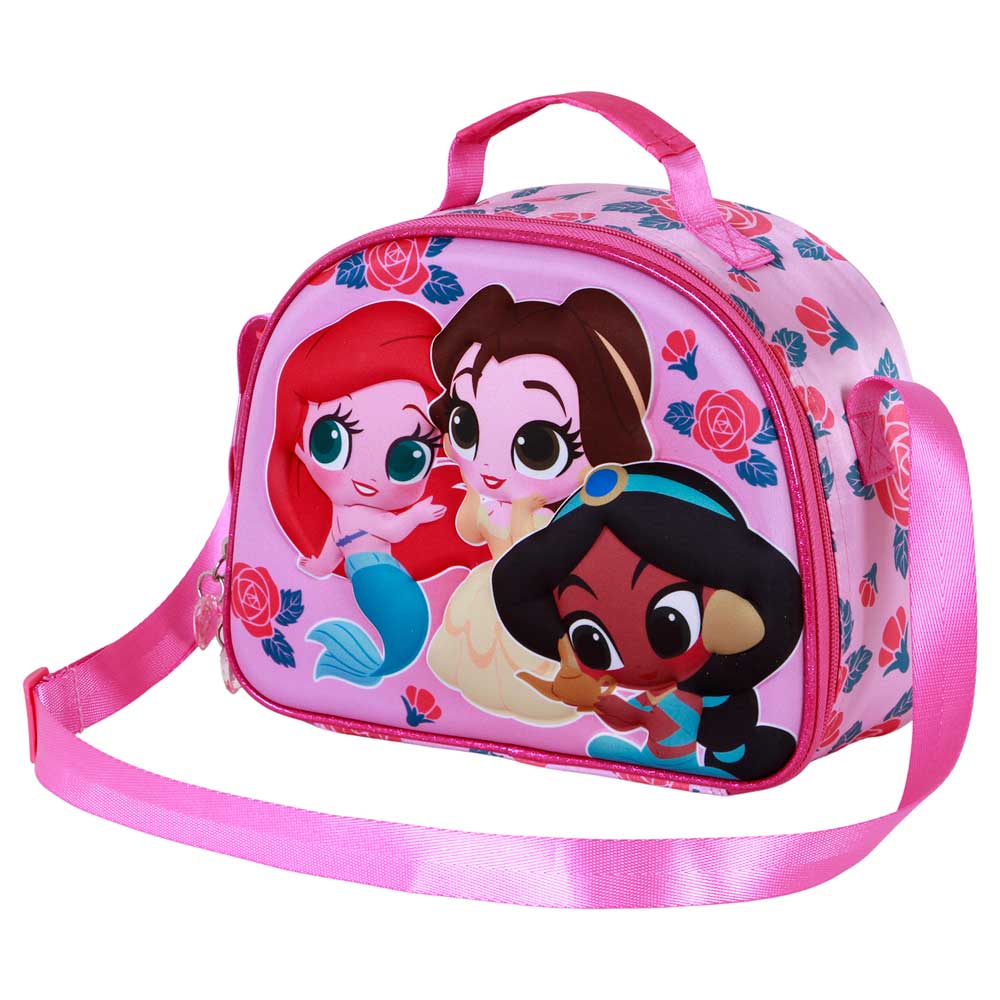 Disney Princesas Flowers-Bolsa Portamerienda 3D, Rosa - Imagen 2