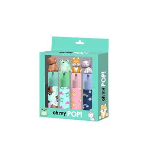 Oh My Pop! Mix-Pack de 4 Marcadores Fluorescentes: Azul, Turquesa, Rosa y Azul Oscuro