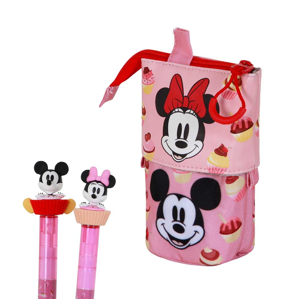 Disney Minnie Mouse Muffin-Estuche Portatodo Cute + 2 Bolígrafos de Gel Borrables, Rosa - Imagen 3