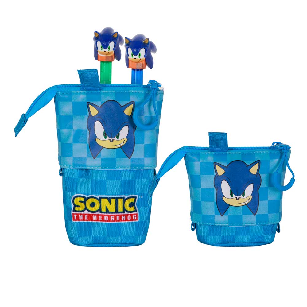 Sonic The Hedgehog Sight-Estuche Portatodo Cute + 2 Bolígrafos de Gel Borrables, Azul