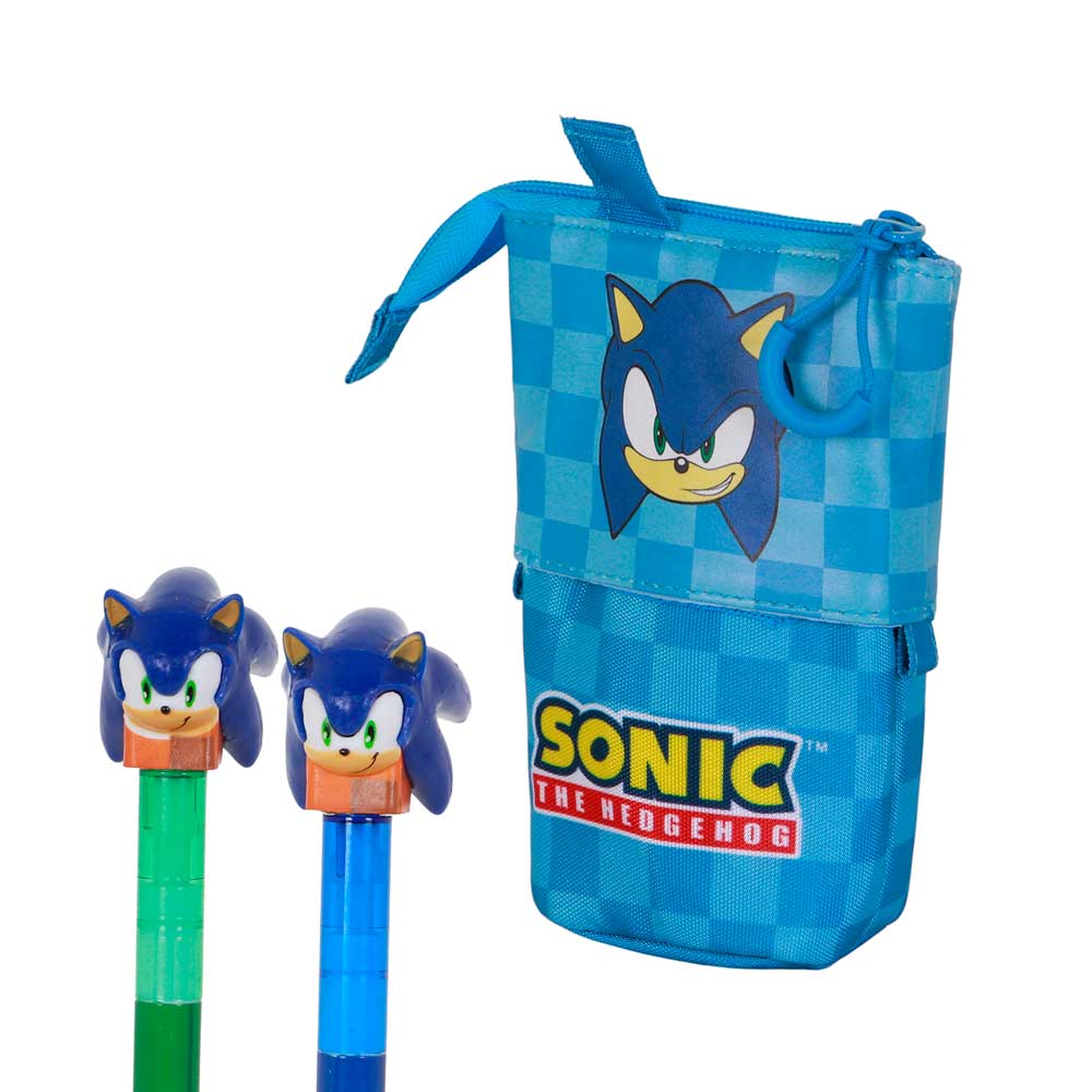 Sonic The Hedgehog Sight-Estuche Portatodo Cute + 2 Bolígrafos de Gel Borrables, Azul - Imagen 3