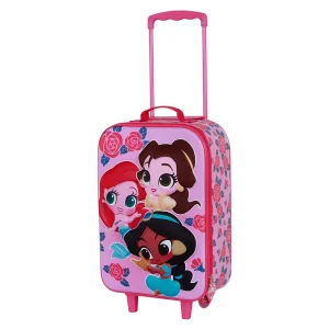 Disney Princesas Flowers-Maleta Trolley Soft 3D, Rosa