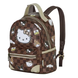 Hello Kitty Squares-Mochila Heady Pequeña, Marrón