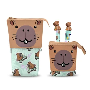 Oh My Pop! Capybara-Estuche Portatodo Cute + Bolígrafo de 10 Colores + Bolígrafo de Gel Borrable, Multicolor