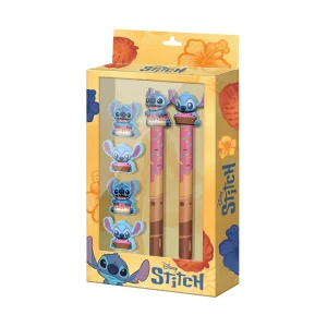 Disney Lilo y Stitch Mix-Pack de Bolígrafo de Gel Borrable + Lápiz Eternal + 4 Gomas, Multicolor