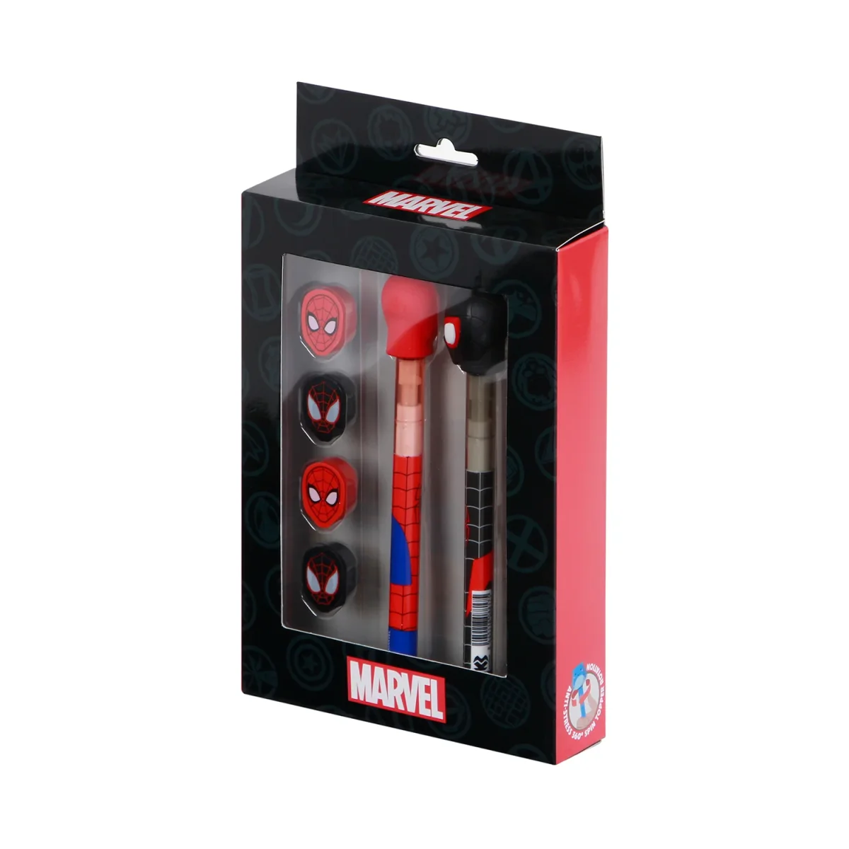 Marvel Spiderman Peter-Pack de Bolígrafo de Gel Borrable + Lápiz Eternal + 4 Gomas, Rojo - Imagen 2