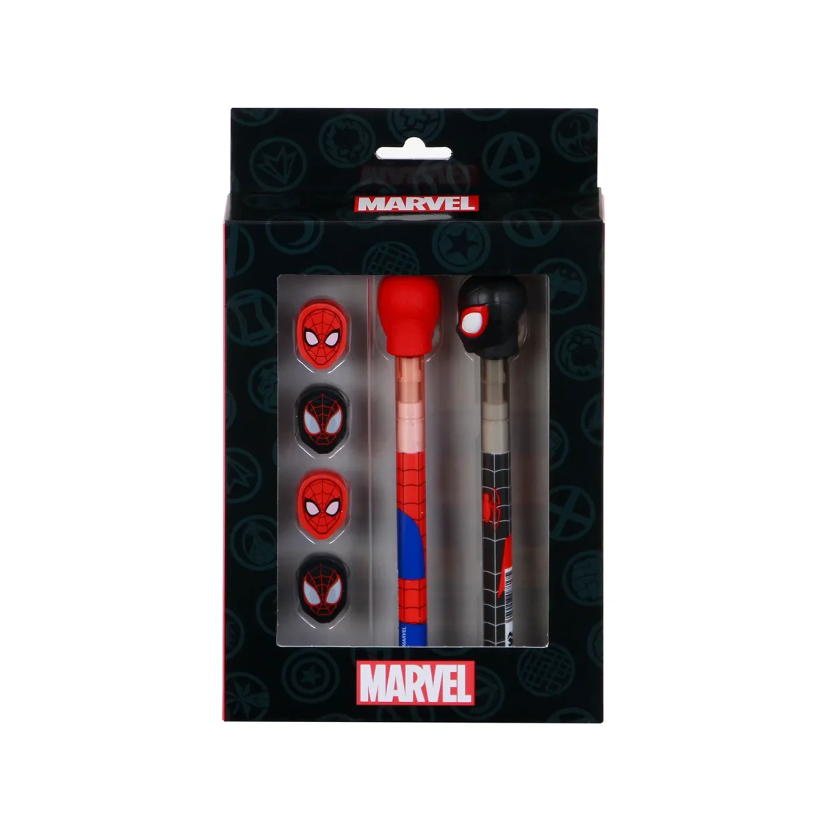 Marvel Spiderman Peter-Pack de Bolígrafo de Gel Borrable + Lápiz Eternal + 4 Gomas, Rojo - Imagen 3