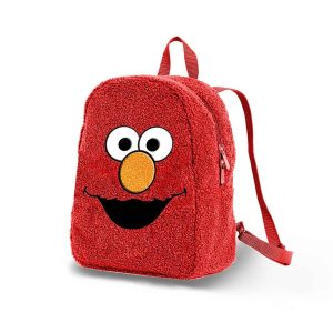 Barrio Sésamo Elmo Face-Mochila Plush, Rojo