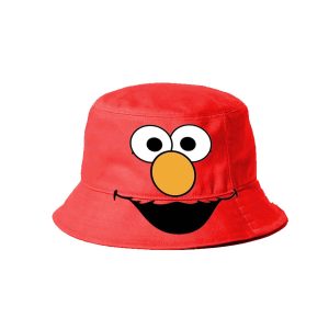 Barrio Sésamo Elmo Face-Gorro Infantil Bucket, Rojo