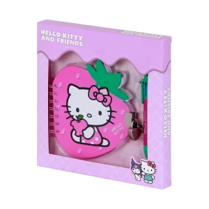 Hello Kitty Strawberry-Pack de Diario Fresa + Bolígrafo de 6 Colores, Rosa