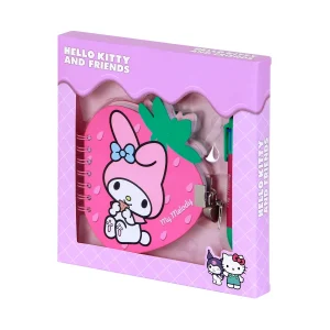 Hello Kitty My Melody Strawberry-Pack de Diario Fresa + Bolígrafo de 6 Colores, Rosa