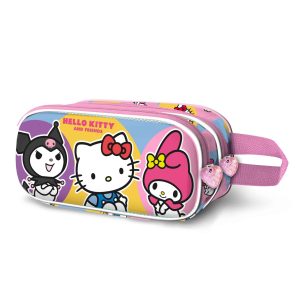 Hello Kitty Happy-Estuche Portatodo 3D Doble, Rosa