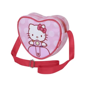 Hello Kitty Moto-Bolso Bandolera Corazón Casual, Rosa
