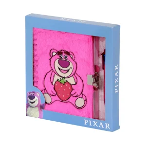 Disney Lotso Cariñoso Strawberry-Pack de Diario Plush + Bolígrafo de 6 Colores, Rosa