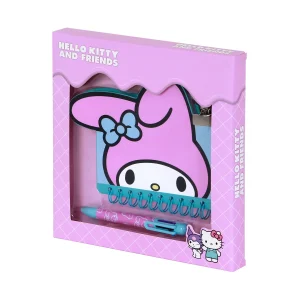Hello Kitty My Melody Face-Pack de Diario Kawaii + Bolígrafo de 6 Colores, Rosa