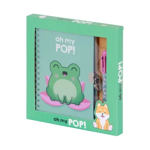 Oh My Pop! Froggy-Pack de Diario A5 + Bolígrafo de 6 Colores, Turquesa