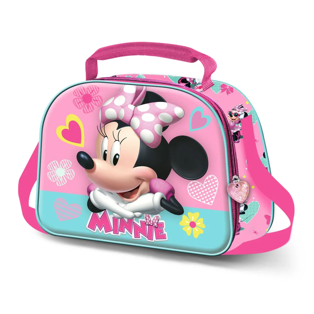 Disney Minnie Mouse Charm-Bolsa Portamerienda 3D, Rosa