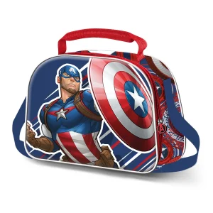Marvel Capitán América First I-Bolsa Portamerienda 3D, Azul