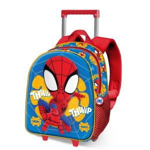 Marvel Spiderman Web Out-Mochila 3D con Ruedas Pequeña, Azul