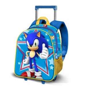 Sonic The Hedgehog Star-Mochila 3D con Ruedas Pequeña, Azul