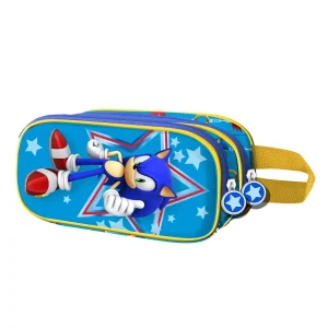 Sonic The Hedgehog Star-Estuche Portatodo 3D Doble, Azul