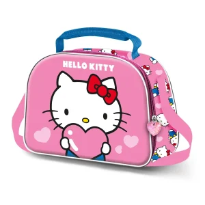 Hello Kitty Heart-Bolsa Portamerienda 3D, Rosa