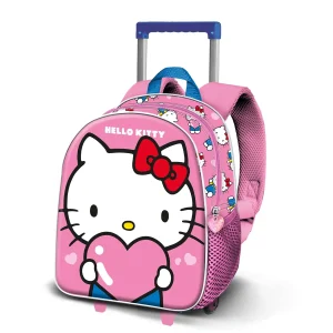 Hello Kitty Heart-Mochila 3D con Ruedas Pequeña, Rosa