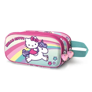 Hello Kitty Unicorn-Estuche Portatodo 3D Doble, Rosa