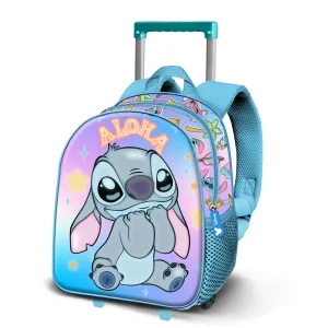 Disney Lilo y Stitch Mischievous-Mochila 3D con Ruedas Pequeña, Azul