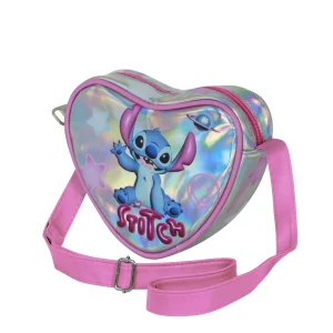 Disney Lilo y Stitch Cosmic-Bolso Bandolera Corazón Casual, Plateado