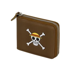 One Piece Skull-Wallet Man Zip, Marrón