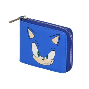 Sonic The Hedgehog Face-Wallet Man Zip, Azul