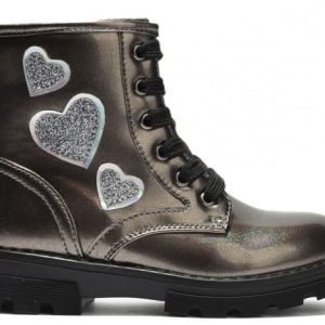 Botines Corazones Charol Gris