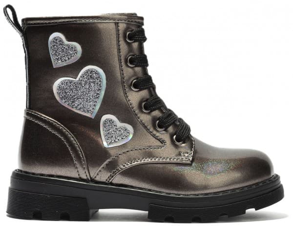 Botines Corazones Charol Gris