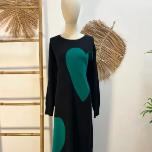 Vestido midi jacquard con estampado super green heart CF