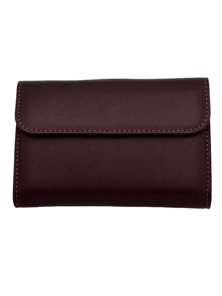 Billetero de Piel Vacuno Monedero Clic Amichi Lienzo Burdeos 14,5x9,5cm - Imagen 3