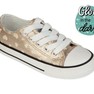 Zapatillas de Corazones Metalizado Platino ¡Brillan en la Oscuridad!