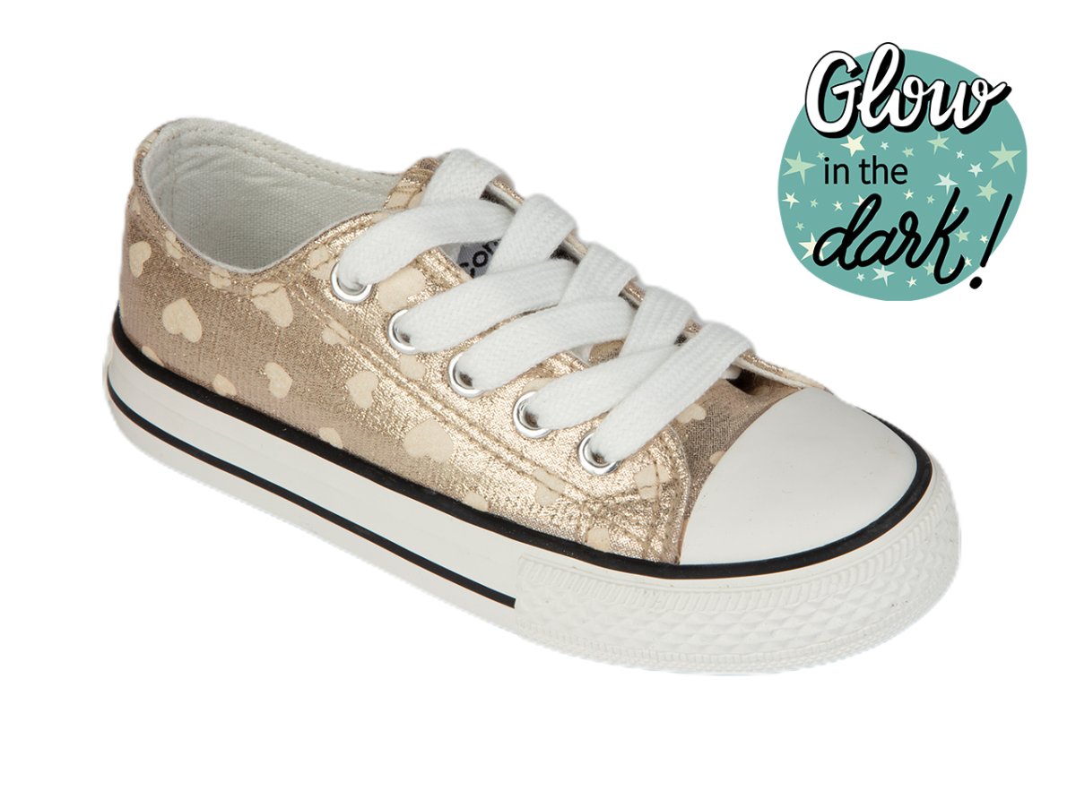 Zapatillas de Corazones Metalizado Platino ¡Brillan en la Oscuridad!