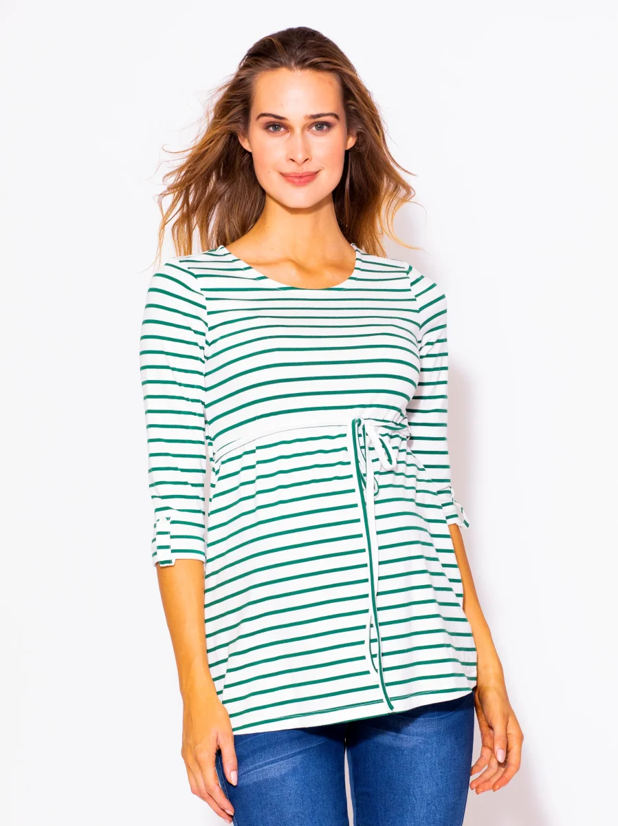 Playera de embarazada marca MAMA MIA MATERNITY rayada manga larga 3/4