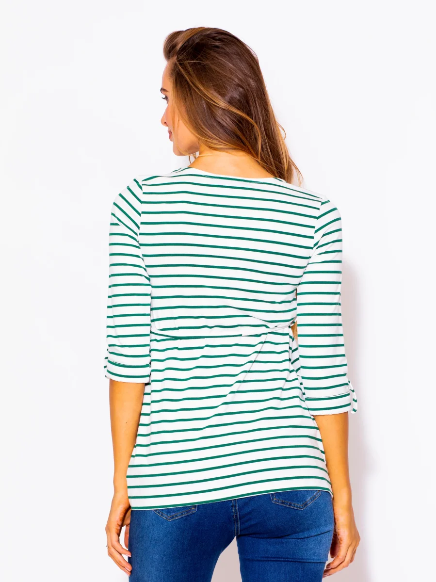 Playera de embarazada marca MAMA MIA MATERNITY rayada manga larga 3/4 - Imagen 4