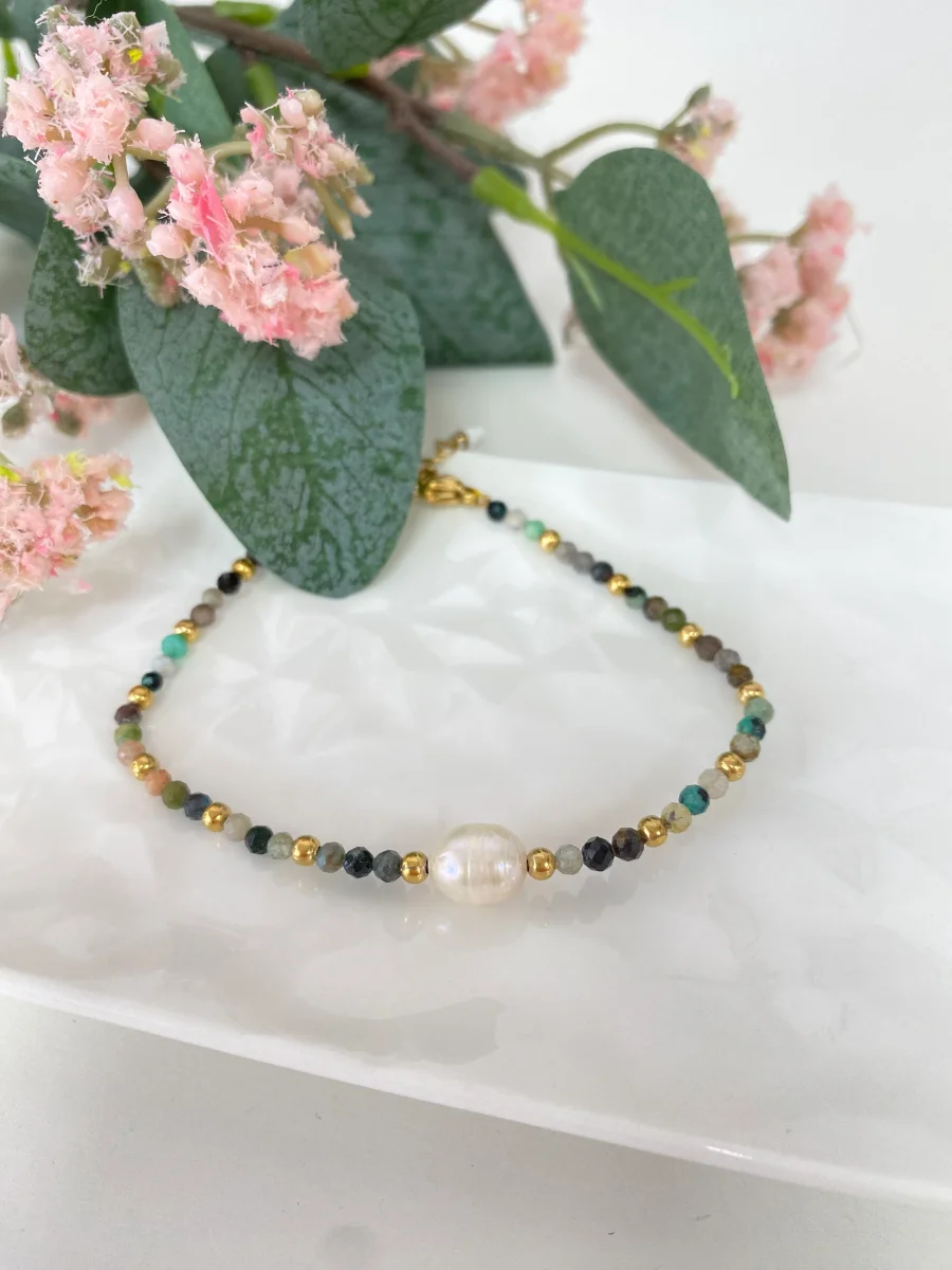 Pulsera perla circonitas verdes - Imagen 2
