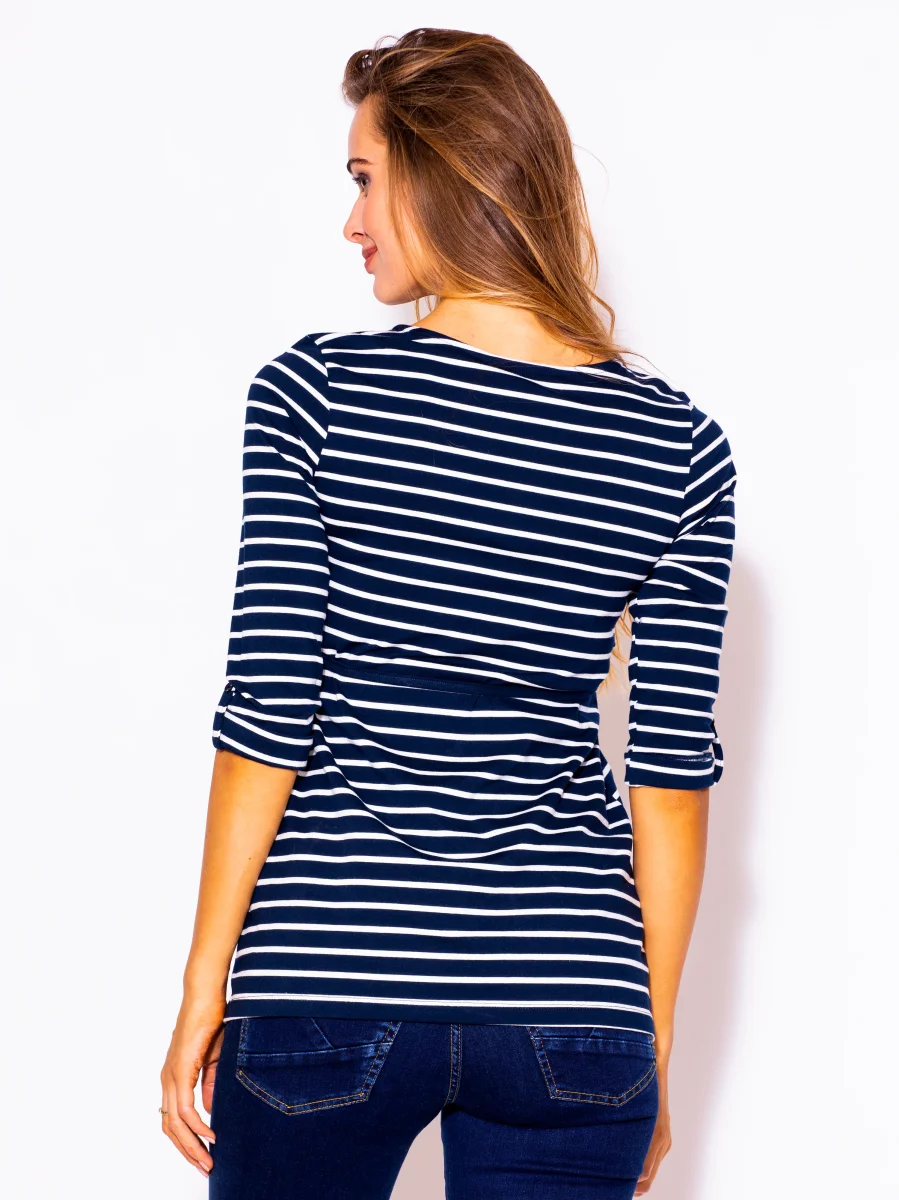 Playera de embarazada marca MAMA MIA MATERNITY rayada manga larga 3/4 - Imagen 8