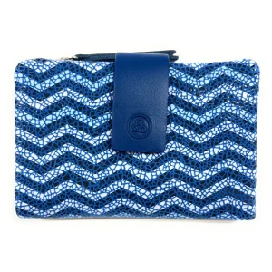 Billetero de Piel (12x8cm) monedero de cremallera Lugupell Aqua color Azul